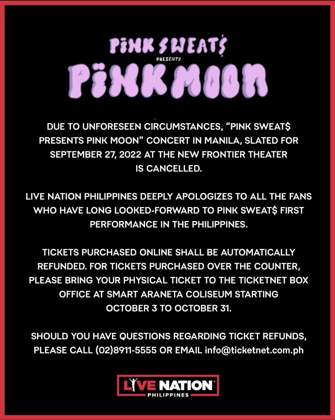 Live Nation PH on Twitter "Important announcement regarding the “PINK