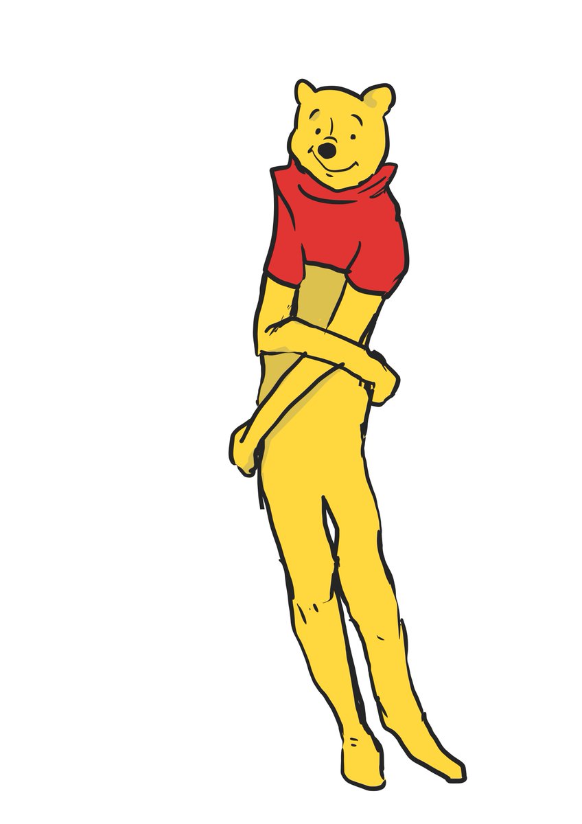 右側が薄着で来たの後悔しながら人を待つプーさんに見える 