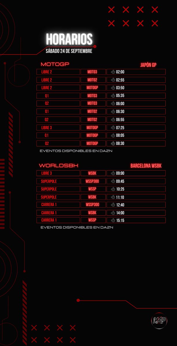 Double2MAP's tweet photo. ⏰ HORARIOS DE SÁBADO ⏰ https://t.co/eeZZHNY1Bz