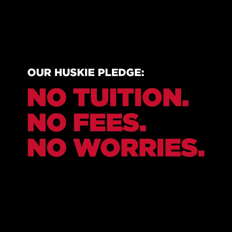 NIUlive's tweet photo. No Tuition. No Fees. Endless Opportunities. That’s our Huskie Pledge to Illinois families. See if your student qualifies.