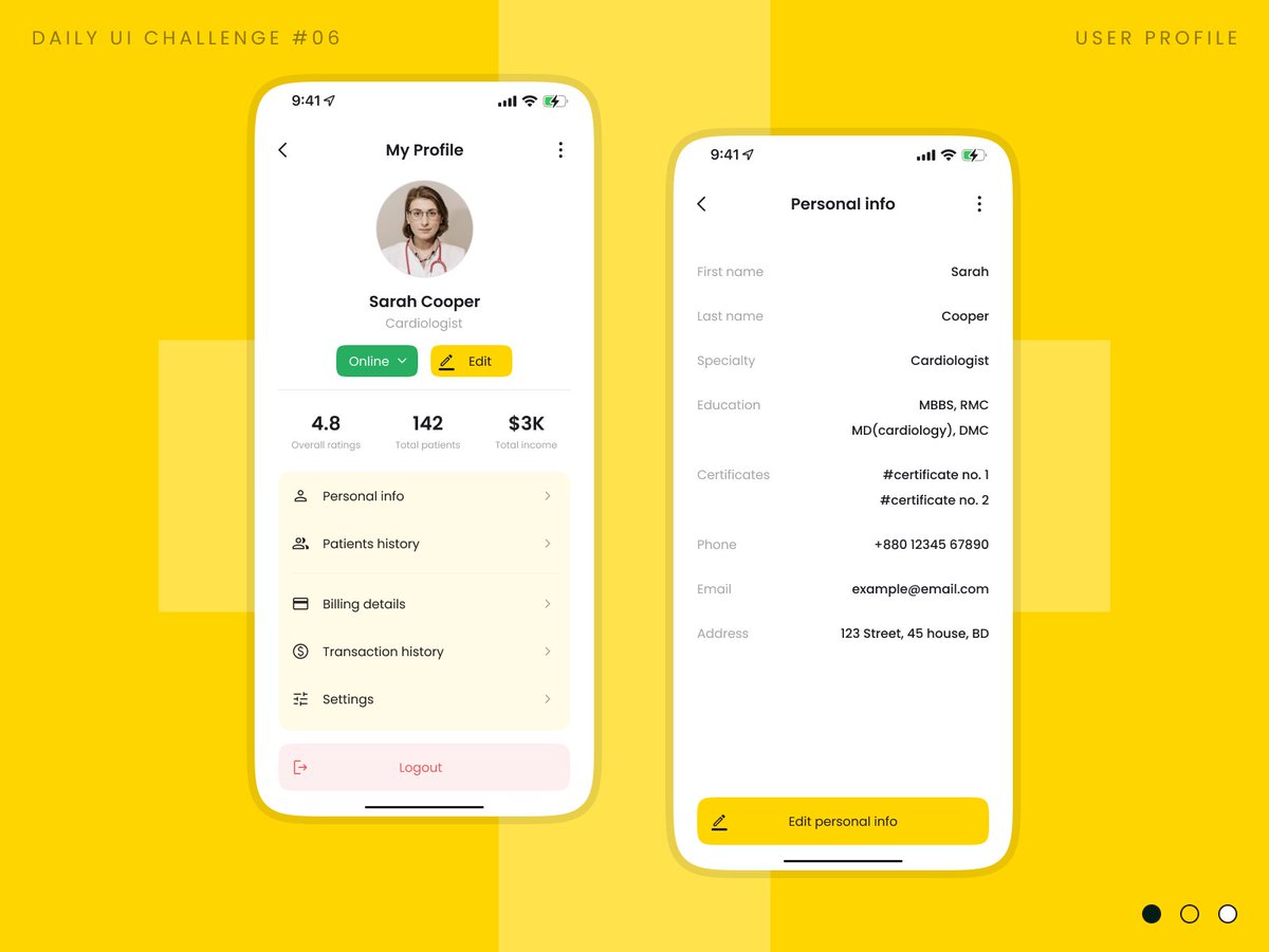javiedumor's tweet photo. Top story: @graphiative: 'Daily UI Challenge #06 (User Profile Design)
#xddailychallenge #figma #uidesign #uidesigner #uxdesign #userexperience #userinterface #dailyuichallenge #dailyui #userprofile #appdesign #mobileaโฆ https://t.co/UqR4SFxzyk, see more https://t.co/sjJ1znRpPQ