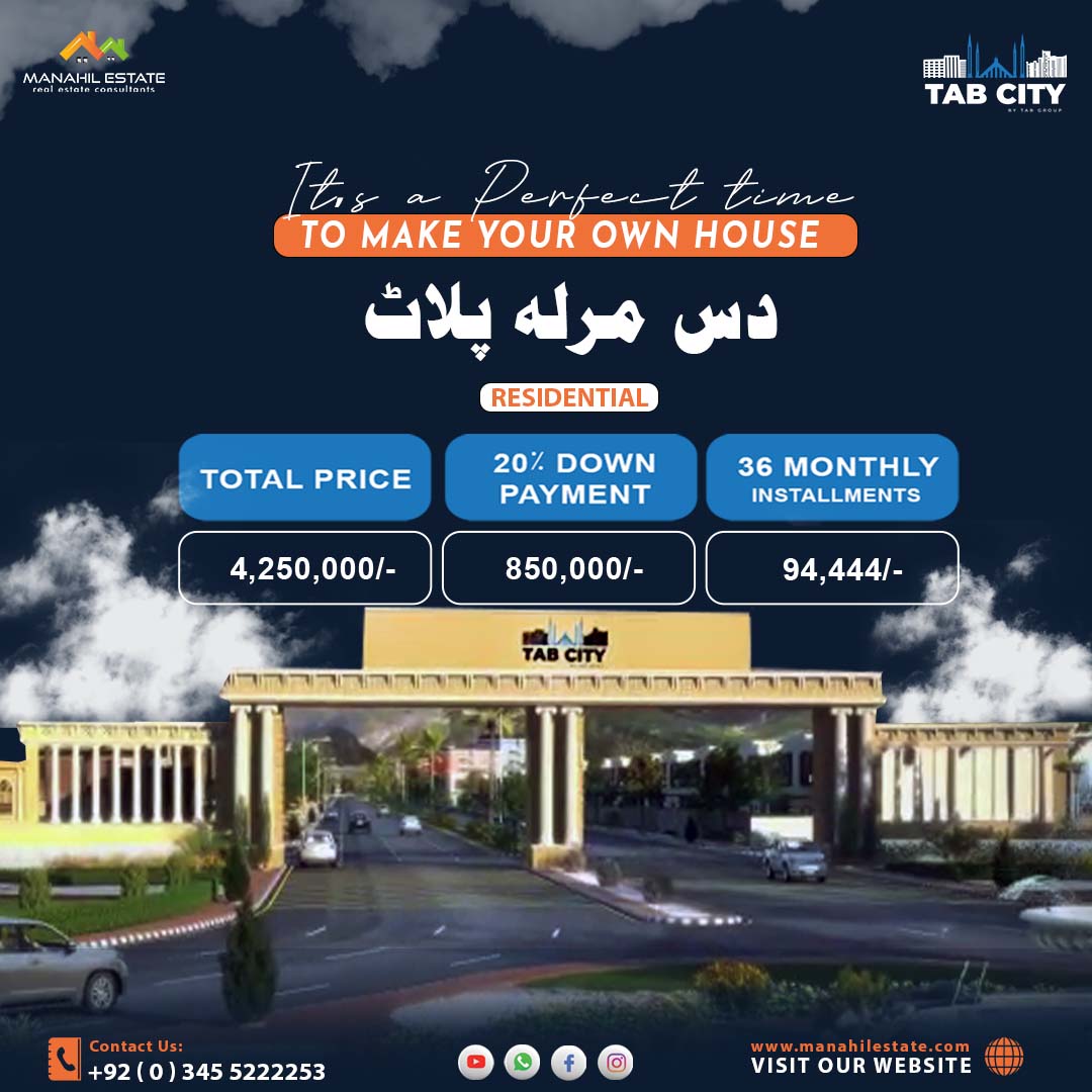 ManahilEstate's tweet photo. Tab builders offering a picturesque view of rolling green hills, it is a meticulously-planned housing project Tab City on main GT #Road #Dhoke #Kharian. 10MARLA
⏰ 𝟑 𝐘𝐞𝐚𝐫𝐬 Easy Installment Plan.
#manahilestate #Rawalpindi #AuthorizedDealer #authorizedsalespartner #tabcity https://t.co/r1Bt0nLfzU