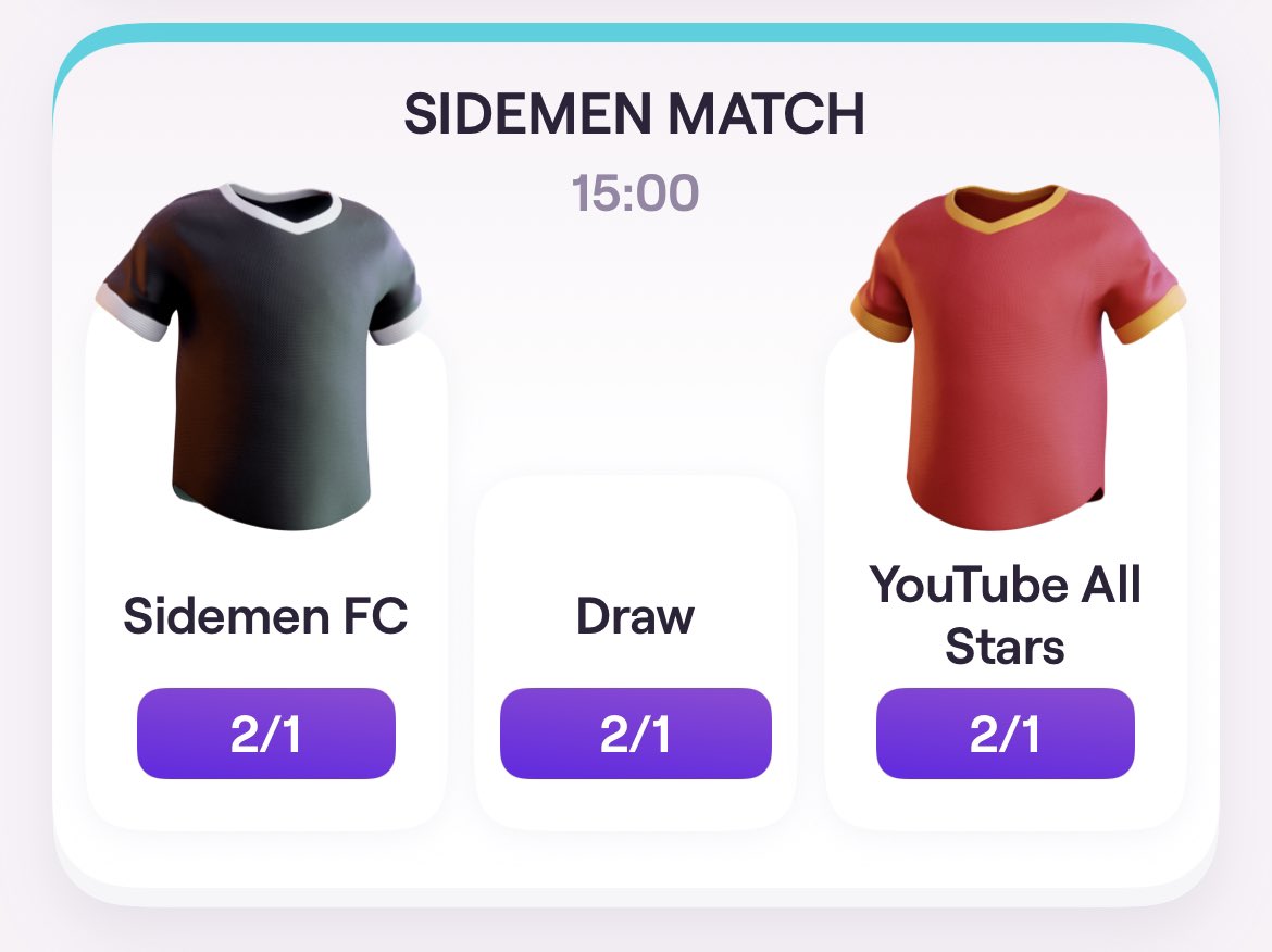 There’s now odds for the sidemen match 😭