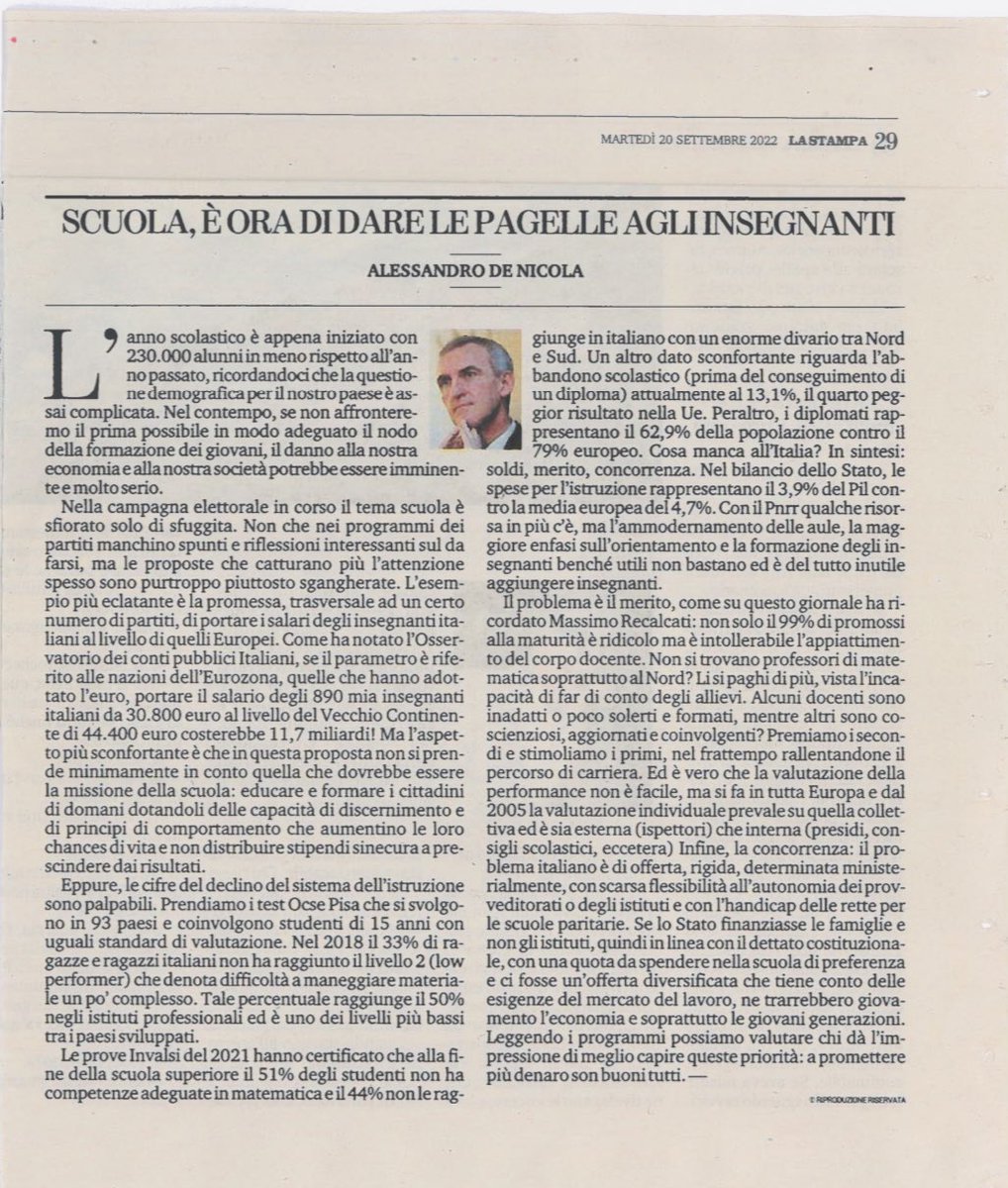 aledenicola's tweet photo. La priorità n.1. La scuola. @AdamSmithIT @Ali2_official @fleinaudi @GiampaoloGalli @VeroDeRomanis @CarloStagnaro @StefanoLepri1 @alexbarbera @barbarapontec @MarcoCantamessa @ricpuglisi @carloalberto https://t.co/Yp6d6A6AVz