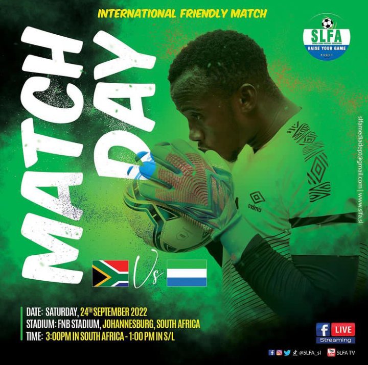 NappyBoy199's tweet photo. It’s match day today and #LeoneStars are set to engage #BafanaBafana in a friendly encounter. Can Leone Star maintain its record over the host? Let's go Sierra Leone 🇸🇱. Another intense 90-minute of football at the FNB 

South Africa 🇿🇦 searching for their first win over 🇸🇱. https://t.co/rjqtxnsfzU