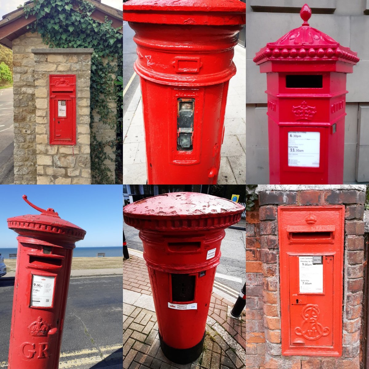 It tickles me that people think that postboxes are changed when the monarch dies. You've probably been posting letters in postboxes with old cyphers your whole life withoit noticing! Any English boxes without cyphers btw are Victorian 'anonymous' boxes #PostboxSaturday
