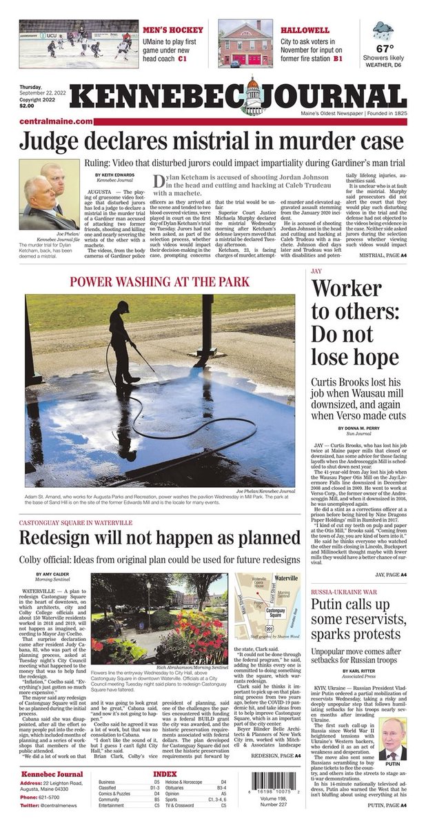 PronuncW's tweet photo. #C2English Vocab thru frontpages 🇺🇸🇺🇸🇺🇸🇺🇸
#brainerddispatch: downtown, hoax shooting calls
@kennebecjournal: mistrial, as planned
@heraldleader: rate hike, charges dropped
@wichitaeagle: military call-up
Take care! https://t.co/eoqshcx9WJ