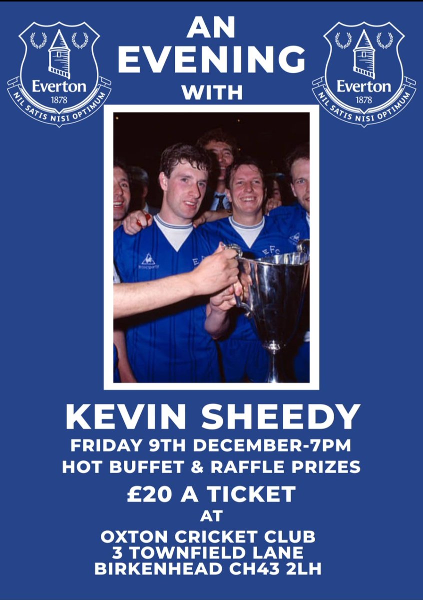 jay6jon's tweet photo. A Christmas drink with this Everton legend Kevin sheedy, no going the match until 26th December so a great excuse to get out for a pint with friends,  tables of 10 available, UTFT 💙 https://t.co/By1ProaPVX