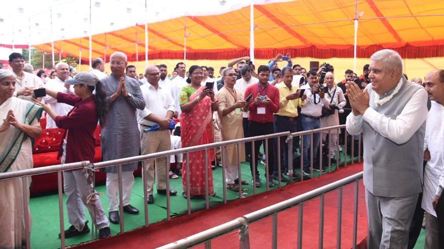 VPIndia's tweet photo. Hon'ble Vice President, Shri Jagdeep Dhankhar attended Sadbhavana Sammelan marking the 90th foundation day of Harijan Sevak Sangh in New Delhi today. @HSSOffice https://t.co/l66nIipeie