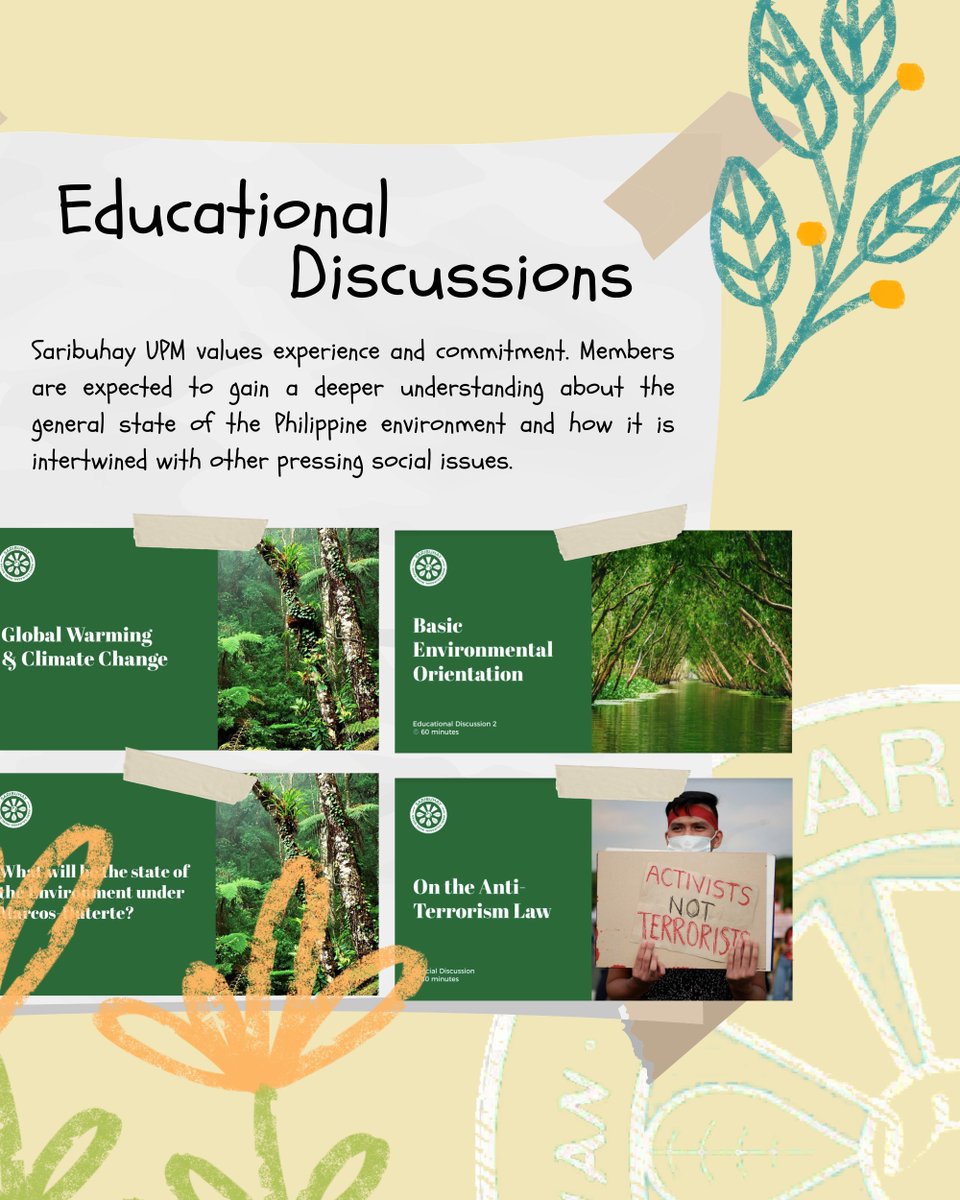 UPSaribuhay's tweet photo. What do we do in Saribuhay UPM? Sagot kita! 😍 Nais namin na ✨palaguin ✨ ang inyong kamalayan 🧠 at makiisa 🫂 sa mga isyung may kinalaman ang kalikasan sa pamamagitan ng mga Educational Discussions, Community Immersions... and more!

Register here!
https://t.co/Vc6RWubGvf https://t.co/0u23bXKqJH