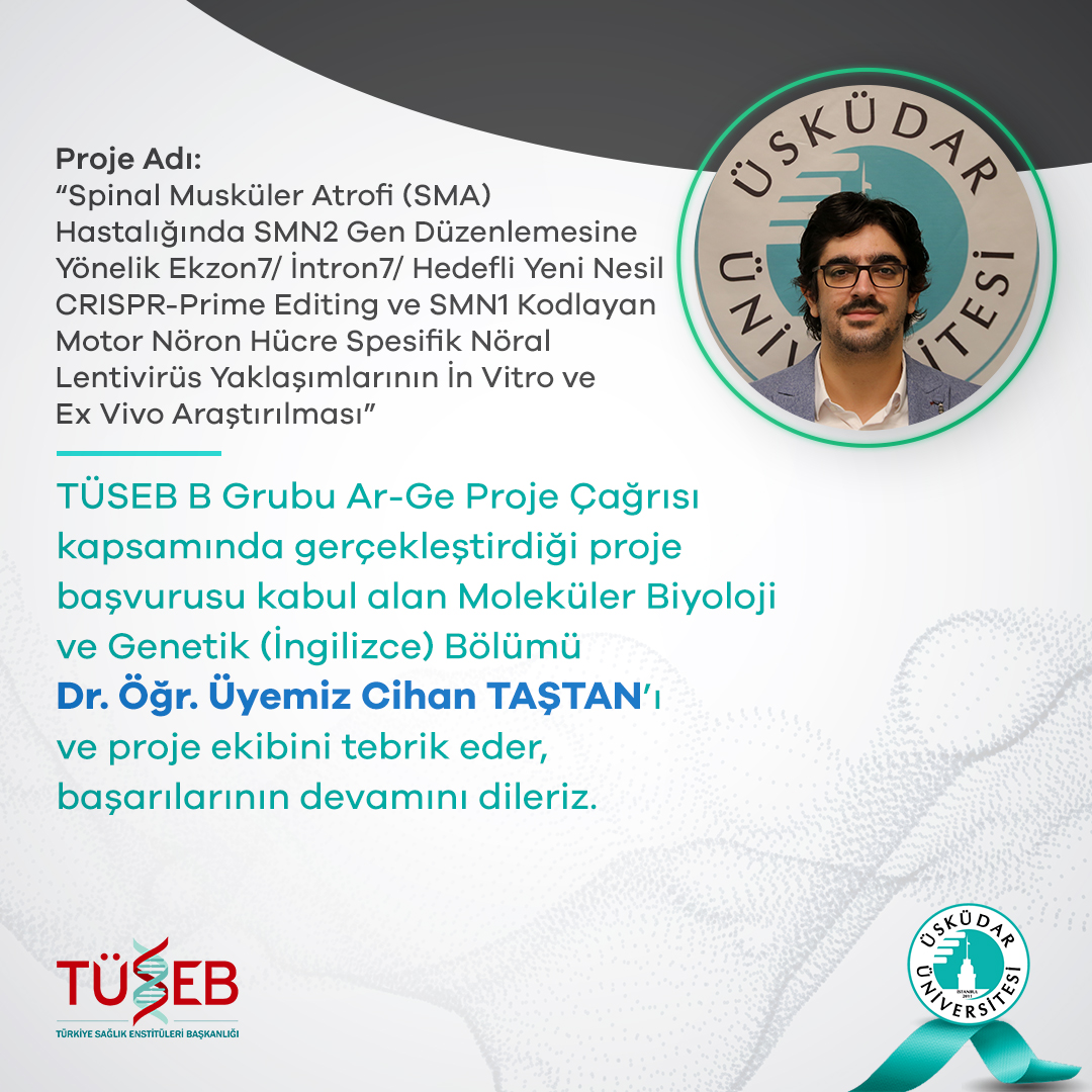 TÜBİTAK proje başvuruları kabul alan Mühendislik ve Doğa Bilimleri Fakültesi Moleküler Biyoloji ve Genetik Bölümü Dr. Öğr. Üyelerimiz Esma ULUSOY ve Cihan TAŞTAN ile proje ekiplerini tebrik ederiz.👏🏻 #ÜsküdarÜniversitesi @Tubitak @tusebgovtr @CihanTastan_PhD @trgenmer