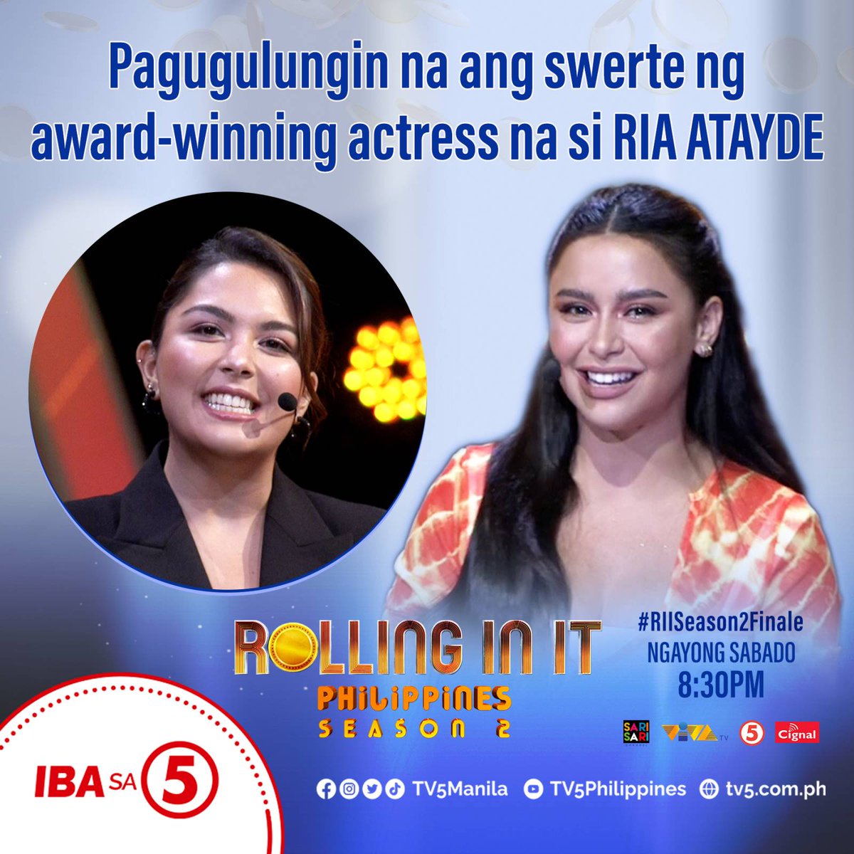 RollingInItPh's tweet photo. Abangan si RIA ATAYDE sa SEASON FINALE ng ROLLING IN IT PHILIPPINES SEASON 2!

Hosted by Yassi Pressman. Mamaya na, 8:30 PM sa TV5! #RIISeason2Finale https://t.co/2L6719iQqr
