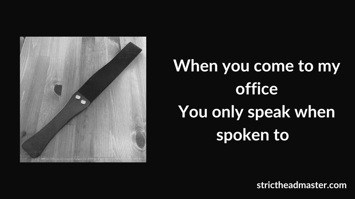 strictheaduk's tweet photo. When you come to my office
You only speak when spoken to

#headmaster
#strictheadmaster
#corporalpunishment
#naughtyladies
#matureladies
#spanking
#slipperspanking https://t.co/jkbbqnhLg2