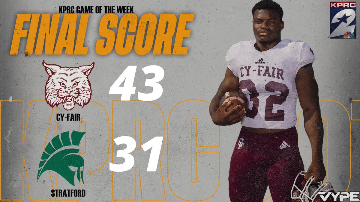 The @KPRC2 Football Game of the Week was a doozy!!

@BFND_Football comes out hot in 2nd quarter and scores 31 points en route to a 43-31 victory. Bobcats have won 3 straight. #txhsfb