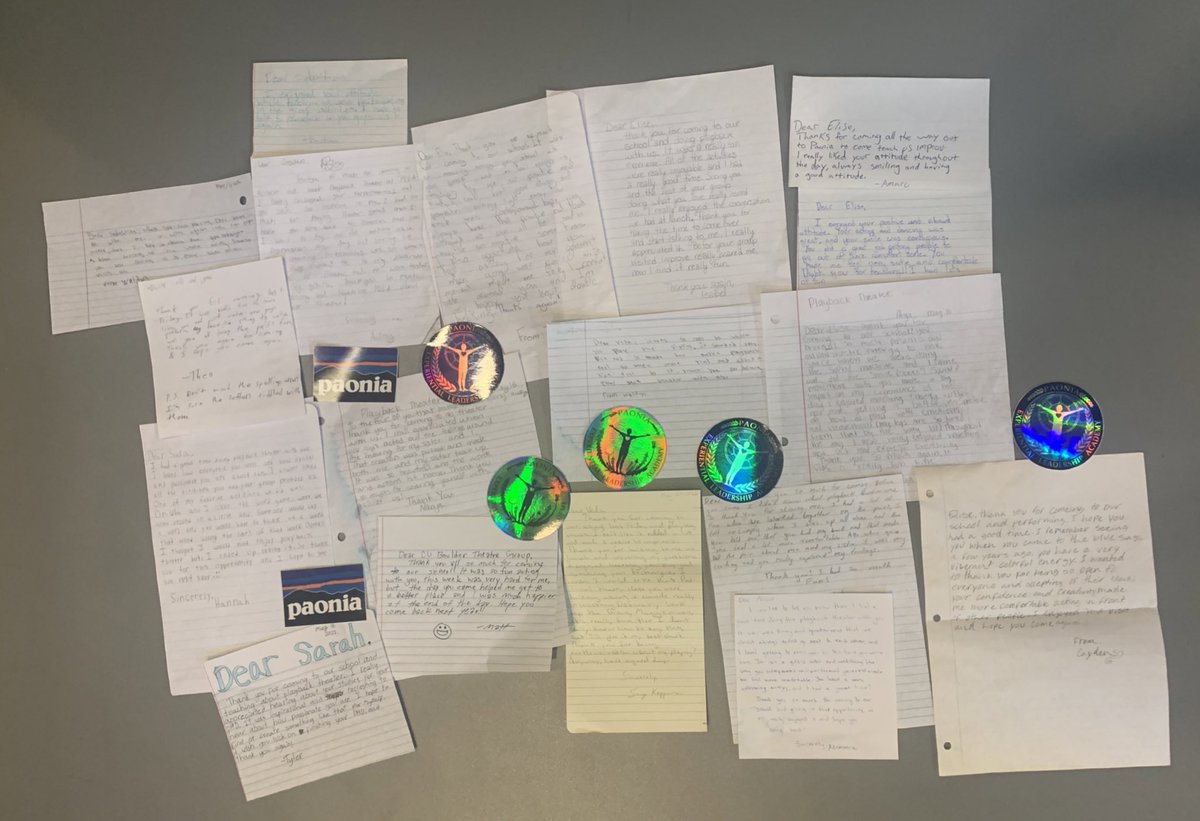 Playback theatre is one of my favourite, most invigorating practices. It’s such a joy to share. These letters by Paonia youth who participated in our 3rd residency w/<a href="/nfvcreative/">NorthForkCreative</a> made my entire ensemble cry❤️ can’t wait for next summer! #PELA