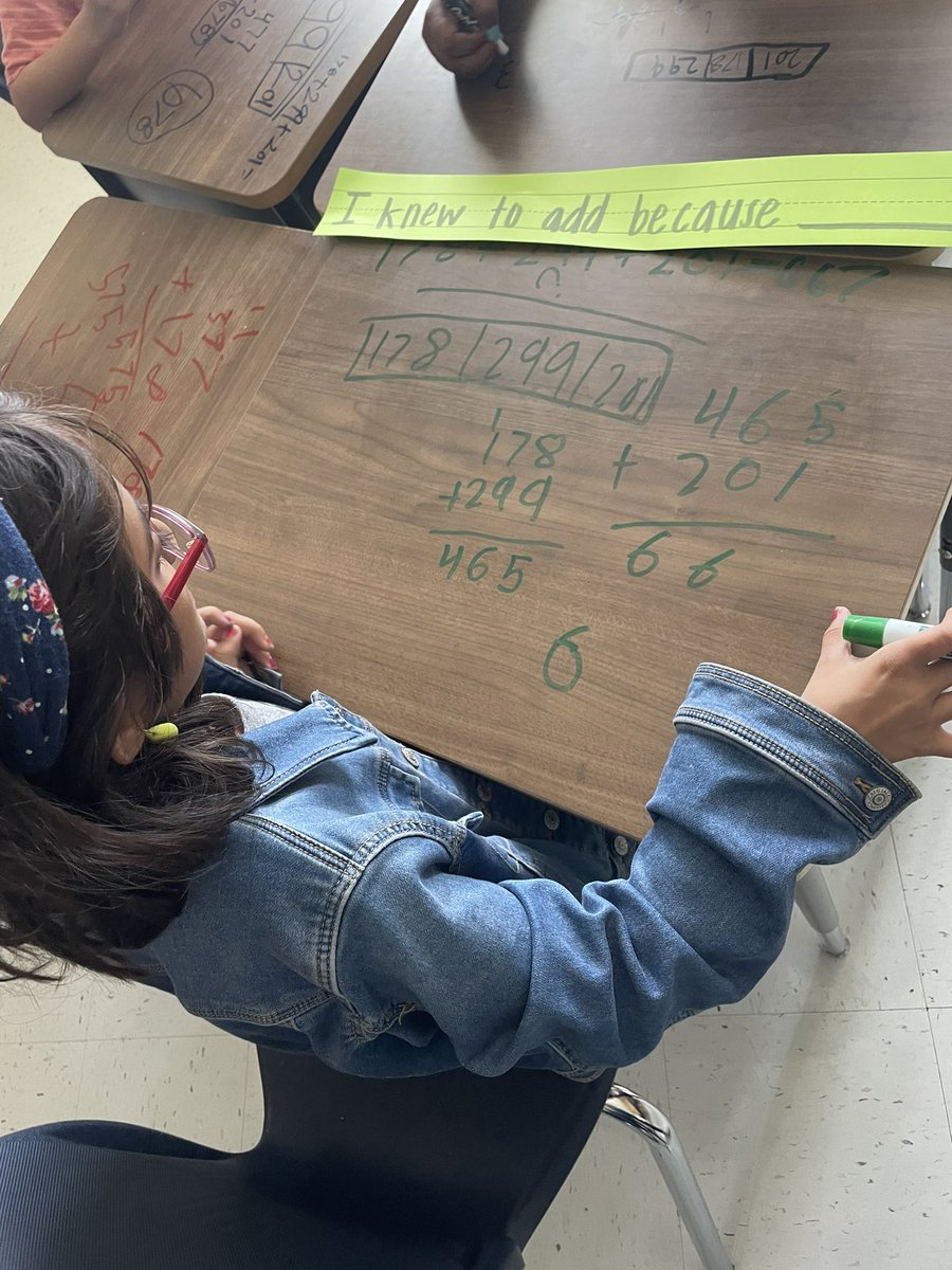 Grod411's tweet photo. Explaining why they chose to add when solving 2 step addition problems. @NisdBILESL @NISDTomlinson #7StepsTomlinsonESL https://t.co/1uJuk2qKJ6