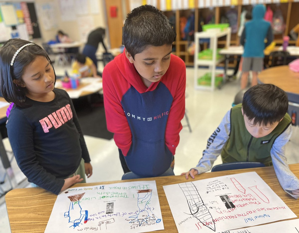 HaleyKirkTLES's tweet photo. Gallery walk to explore what classmates learned about patriotic symbols @TimberLaneES https://t.co/iht2zxqGKl