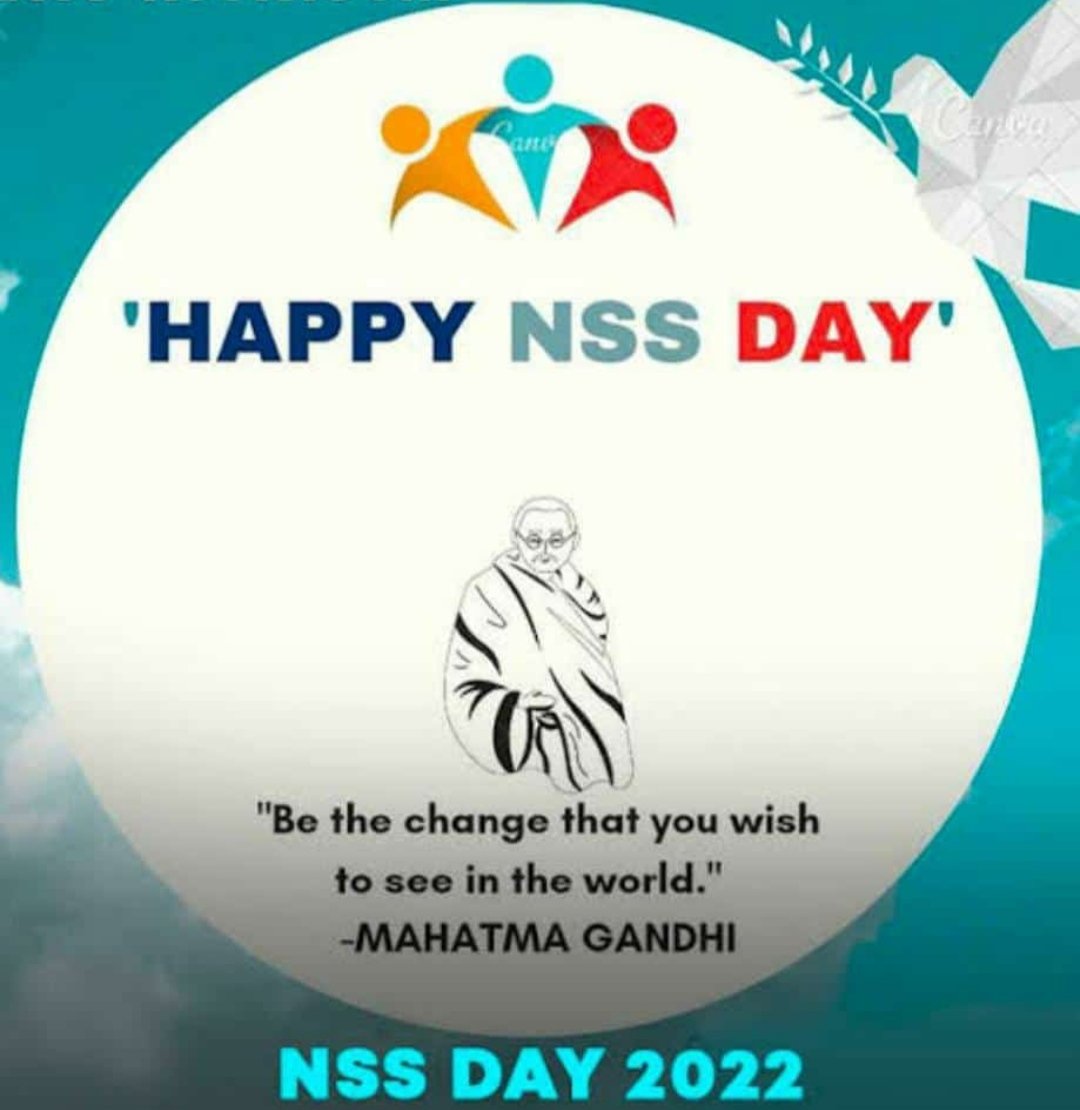 Happy NSS Day 2022 to all NSS Family..🎉💐😊!! <a href="/ianuragthakur/">Anurag Thakur</a> <a href="/Anurag_Office/">Office of Mr. Anurag Thakur</a> <a href="/NisithPramanik/">Nisith Pramanik</a> <a href="/NisithOffice/">Office of Nisith Pramanik</a> <a href="/YASMinistry/">YAS Ministry</a> <a href="/pankajsinghips/">Pankaj Kumar Singh</a> <a href="/pibyas/">PIBYAS</a> 
#BeTheChanheThatYouWishToSeeInTheWorld🙏