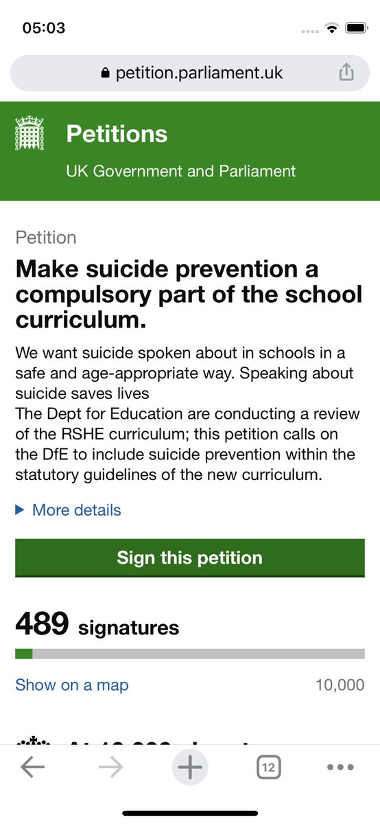 Please help us encourage the government to add suicide prevention to the school curriculum by signing this petition petition.parliament.uk/petitions/6233… #SuicidePrevention