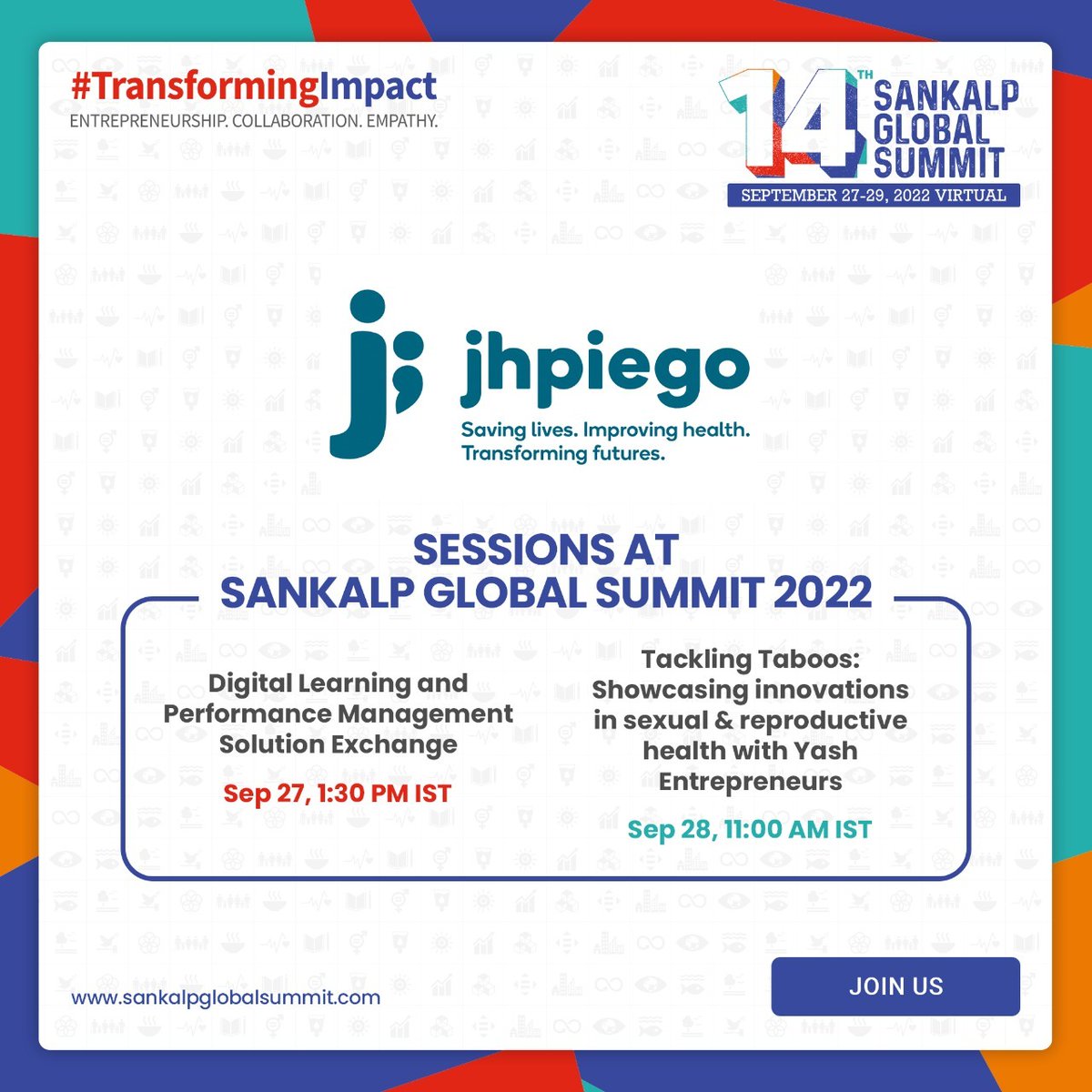 Join us at #SankalpGlobal2022 for exemplary sessions focusing on innovative approaches to healthcare: Digital Learning & Performance Mgt. Solution Exchange bit.ly/3LFCoxi Tackling Taboos: Showcasing innovations in #SRH with Yash Entrepreneurs bit.ly/SGS2022Reg