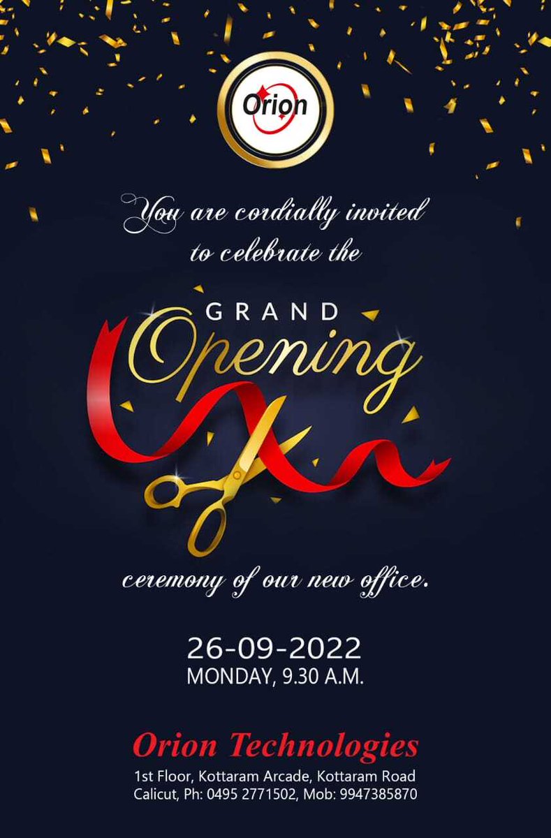Oriontechnolog7's tweet photo. We are refreshing our journey with our new office at Kottaram Arcade, Kottaram road Calicut. We are incredibly grateful to be your trusted service partner.  We are inspired to improve more for the better and for our valuable clients. Seeking blessings and support from all of you. https://t.co/WjWxgt7BGk