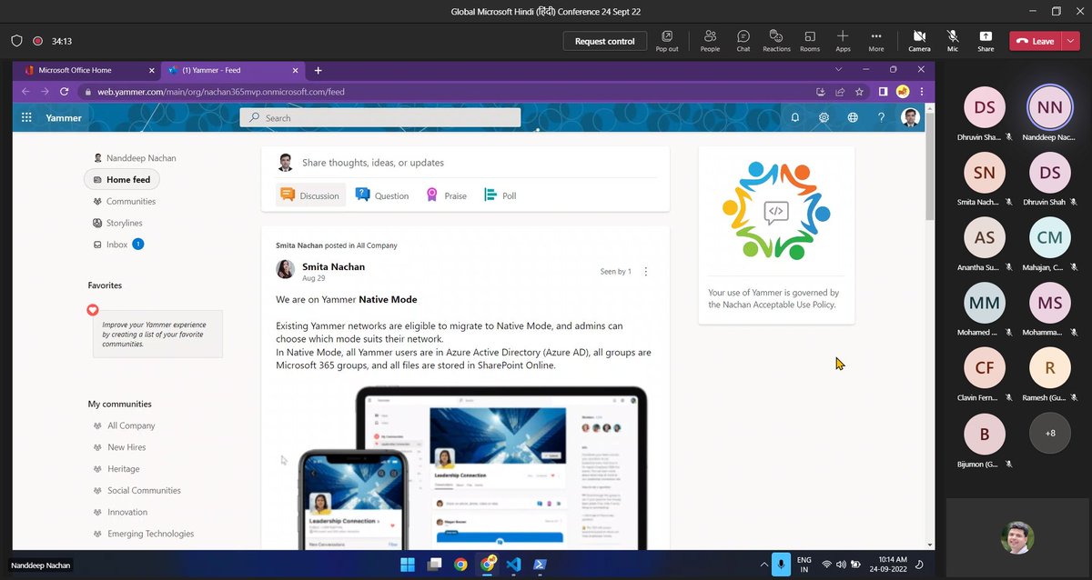 Aroh Shukla (@aaroh_bits) on Twitter photo LIVE NOW
#Yammer and its role in #Microsoft #Viva
By #Microsoft #MVPs Nanddeep & Smita
Language #Hindi
⌚10 am IST
YT Live: youtu.be/ZAV8dn6RXfkc
Teams Link: bit.ly/GMHESept22
<a href="/DhruvinShah16/">Dhruvin Shah | Microsoft MVP and MCT | YouTuber</a> <a href="/NanddeepNachan/">Nanddeep Nachan</a> <a href="/SmitaNachan/">Smita Nachan</a> LIVE NOW
#Yammer and its role in #Microsoft #Viva
By #Microsoft #MVPs Nanddeep & Smita
Language #Hindi
⌚10 am IST
YT Live: youtu.be/ZAV8dn6RXfkc
Teams Link: bit.ly/GMHESept22
<a href="/DhruvinShah16/">Dhruvin Shah | Microsoft MVP and MCT | YouTuber</a> <a href="/NanddeepNachan/">Nanddeep Nachan</a> <a href="/SmitaNachan/">Smita Nachan</a>
