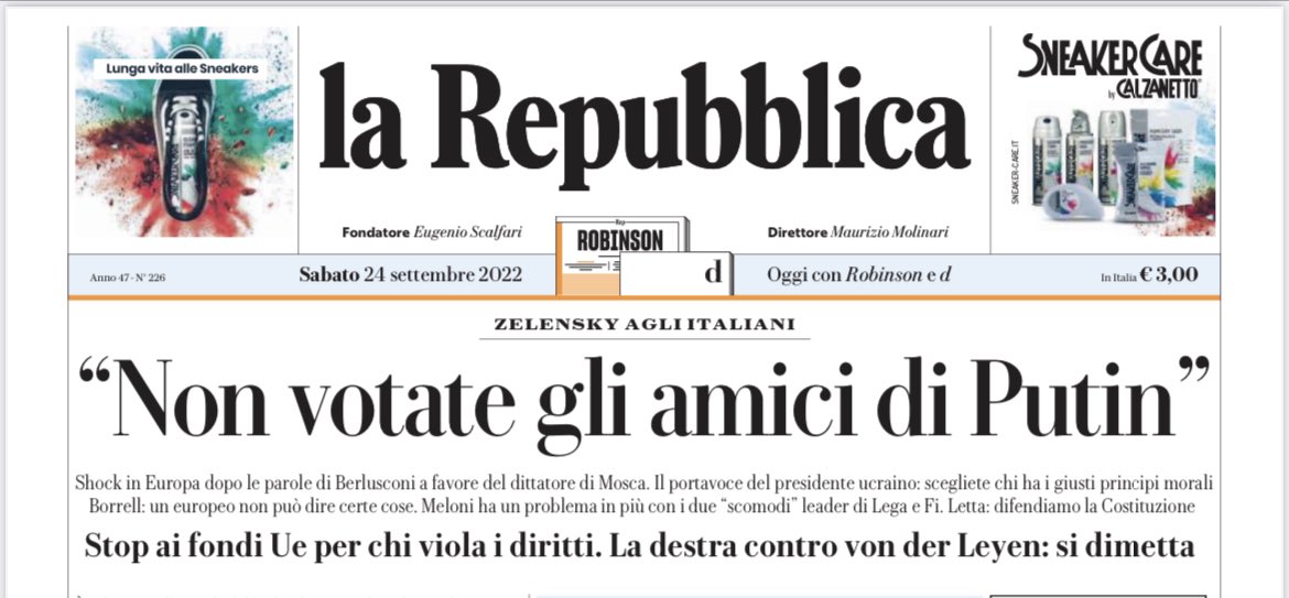 Ora l’Italia riceve pure ordini da #Zelensky 
#ElezioniPolitiche2022