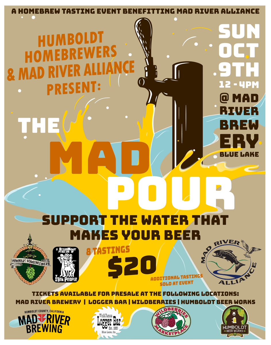 Mad River Alliance (@madralliance1) on Twitter photo Hey #HumboldtCountyCA friends! The Mad Pour <a href="/madriverbrew/">Paskenta Mad River Brewery</a> on Oct. 9, supports our river restoration on the Mad River. Get tix and learn more: madriveralliance.org/the-mad-pour Hey #HumboldtCountyCA friends! The Mad Pour <a href="/madriverbrew/">Paskenta Mad River Brewery</a> on Oct. 9, supports our river restoration on the Mad River. Get tix and learn more: madriveralliance.org/the-mad-pour