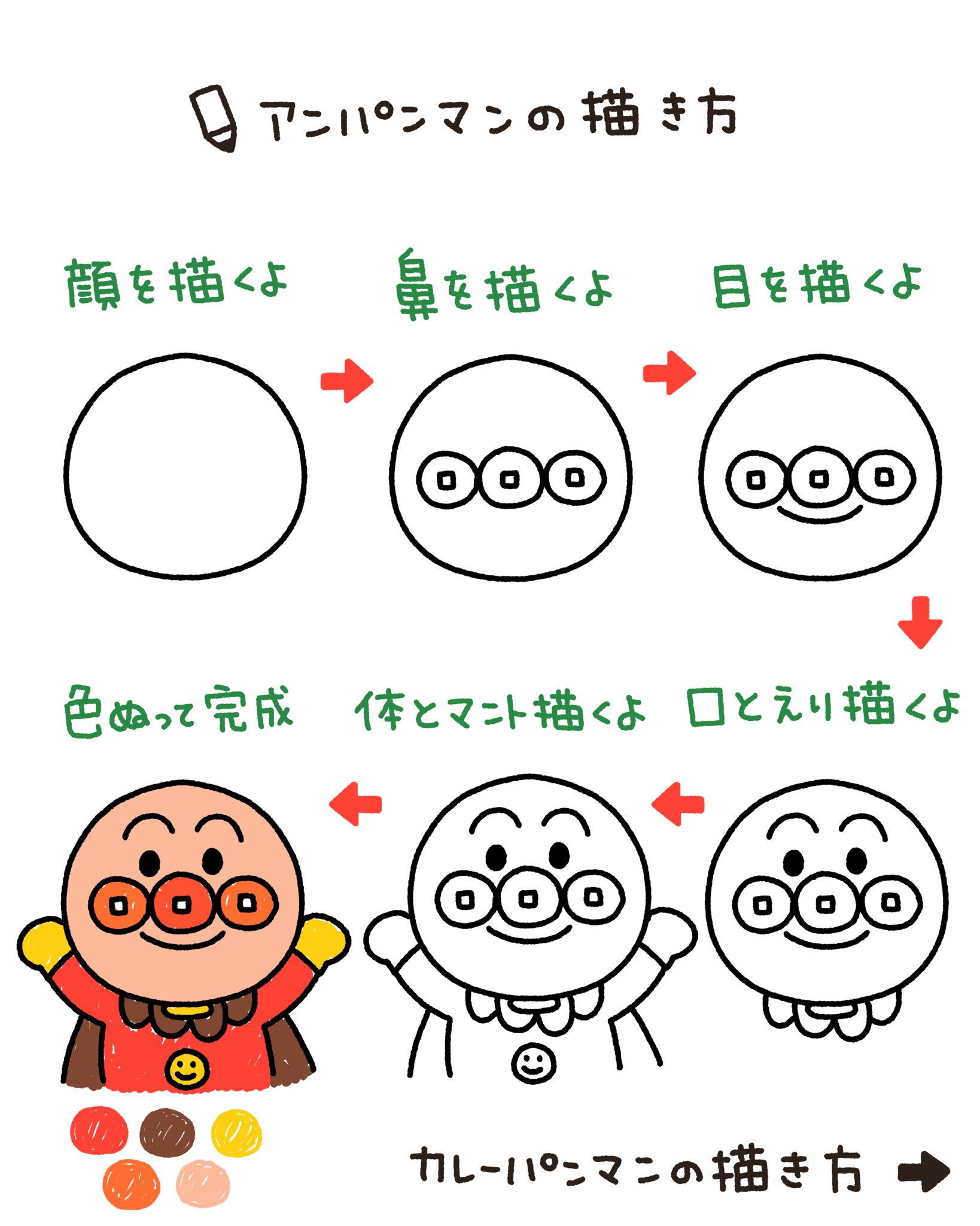 すだたく先生 有名キャラクターの描き方 子供にアンパンマンを描けないあなたへ 簡単に60秒でサッとかける方法を伝授 T Co 2gozebmf5a Twitter