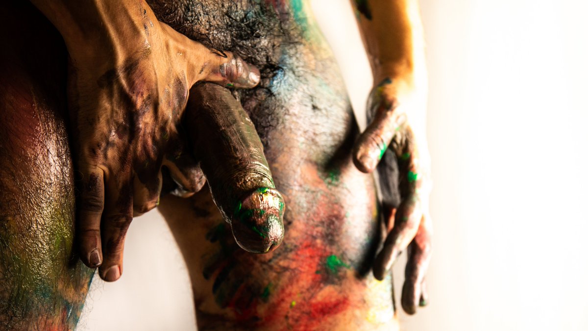 ArtsyCock's tweet photo. Good morning guys! One shot of the photoshoot last evening. Would love to play with someone with the paints and stuff.... 

#gay #cock #dick #gayporn #erotic #horny #art #gayxxx #man #male #hotman #hairyman https://t.co/vEZiU8TRto