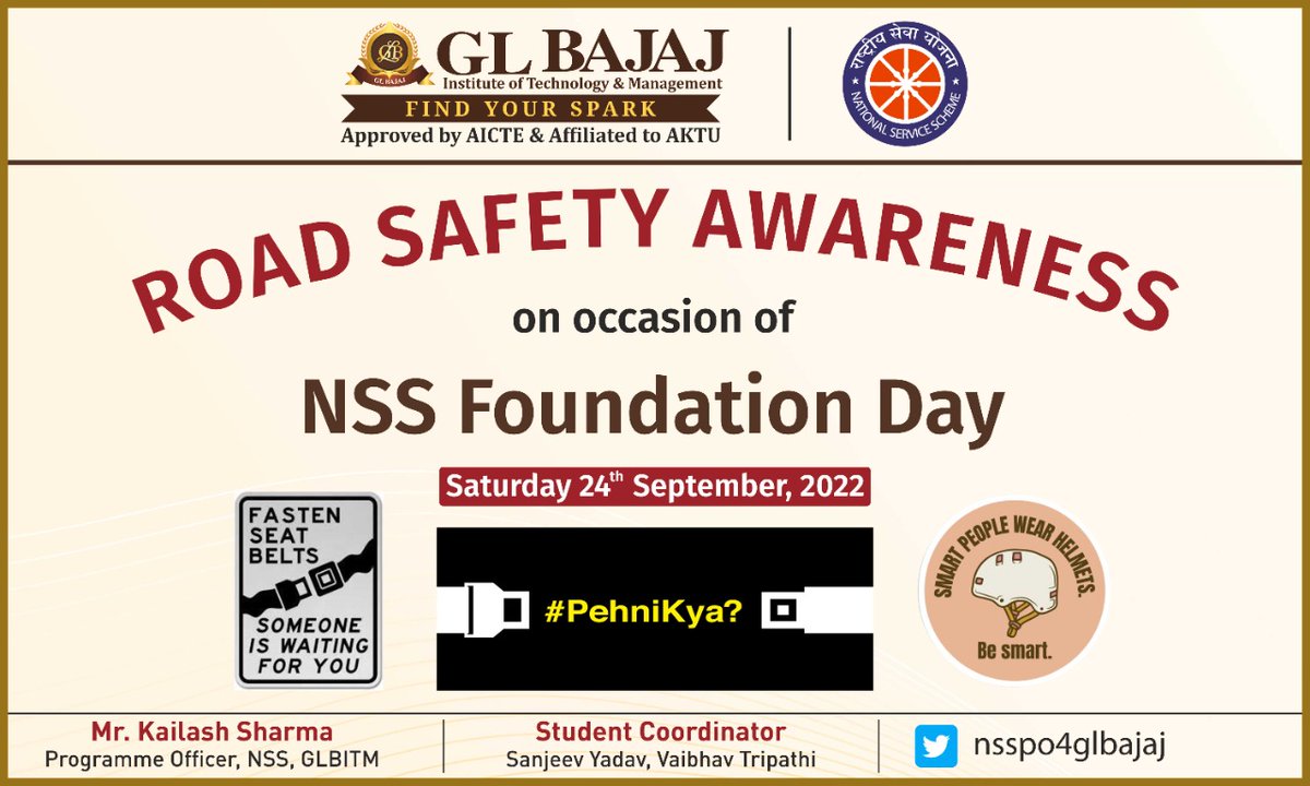 Kailash51858740's tweet photo. @Kailash51858740 @_NSSIndia @NSSRDLucknow 
Road Safety Awareness on Occasion of NSS Foundation Day Saturday 24 September 2022 @glbajaj Greater Noida https://t.co/0LPbm76ckl