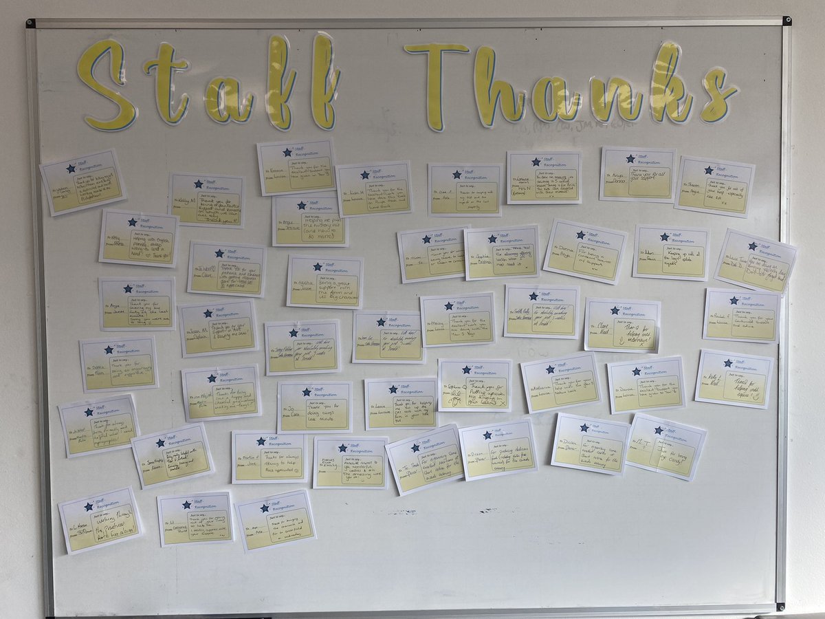 MrPeteRoberts's tweet photo. Every Friday @arnold_academy we take a moment to give thanks to each other for our amazing efforts each week. We have a mini draw for an extra prize for one of the staff nominees. Simple, but so important. #teamworkmakesthedreamwork #wellbeing #thebestwecan @ThePyramidTrust https://t.co/p8mha2w7Eg