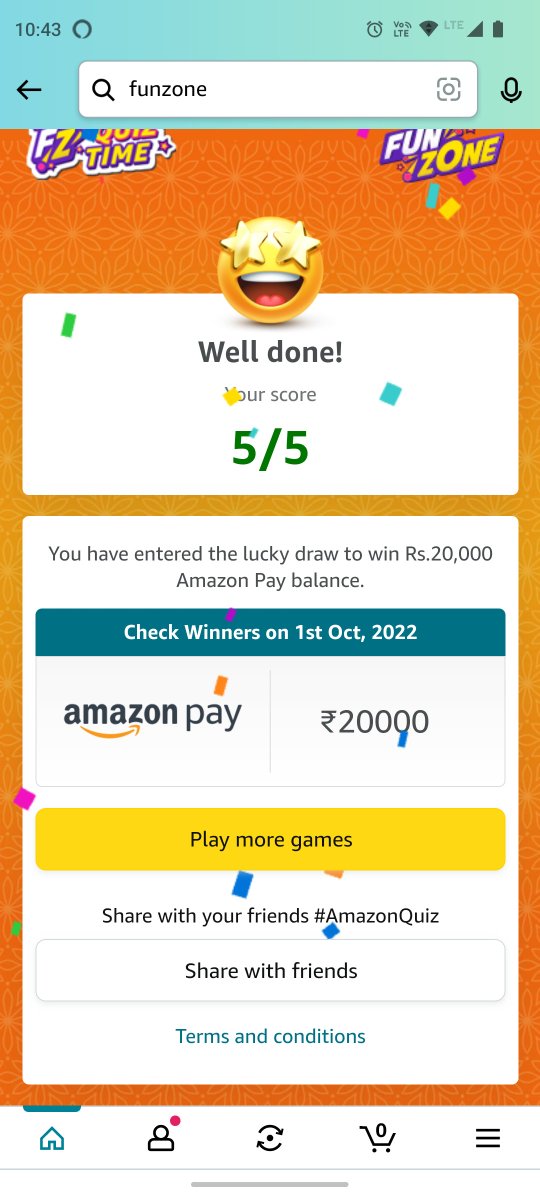 I played this interesting Quiz on Amazon I played this interesting Quiz on Amazon-Play games at Amazon FunZone  amazon.in/game/share/gNL… #amazonquiz
#AmazonQuiz