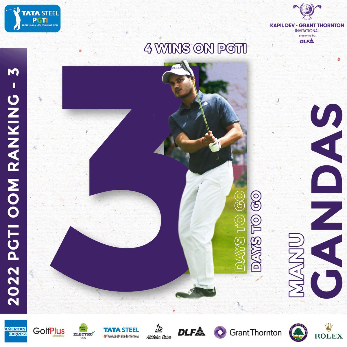 3 ᴅᴀʏꜱ ᴛᴏ ɢᴏ for @kdgt_golf to tee-off at the DLF Golf & CC. Do not miss the chance to witness top 🇮🇳 #professionalgolfers in action at one of the most challenging #golfcourses in the world. #Golf #sports #golfing #golfinIndia #KapilDev #KDGT #KDGTgolf #GOBeyondForGolf