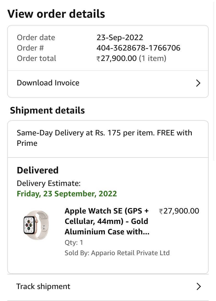 mekaranraj's tweet photo. @utsavtechie Got this deal Apple Watch SE 44MM GPS + Cellular at 28k 🥲🔥 https://t.co/G0bdUrwP6k
