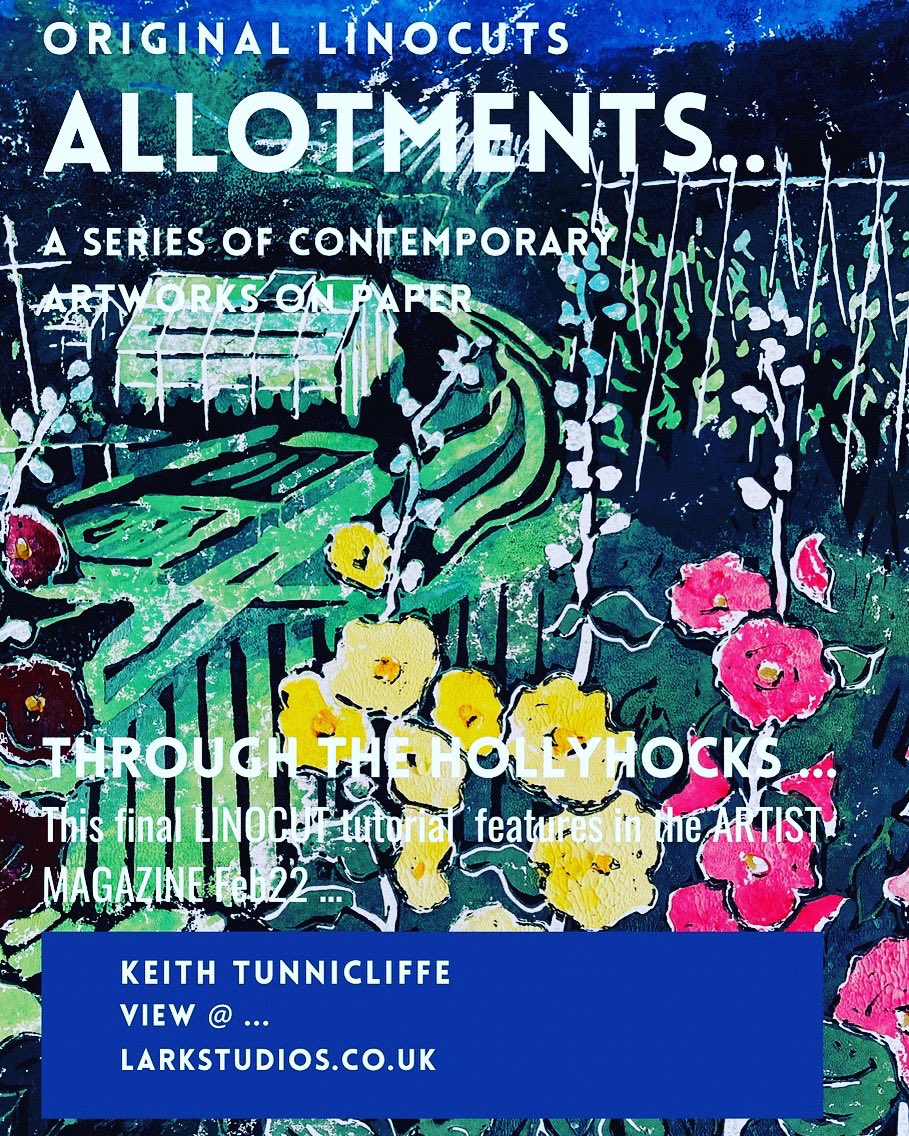 LarkStudios's tweet photo. #picoftheday My #hollyhocks #linocut currently hanging at #talkingtree in support of their #climatechange initiative. https://t.co/7vM19ZzR6k