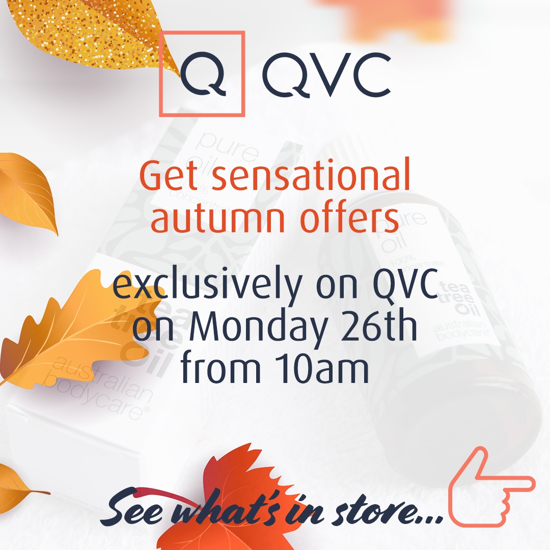 AustralianBodyC's tweet photo. 🍁GET THIS AMAZING OFFER ON QVC🍁 Tune into QVC next Monday from 10am and grab our 6-piece skincare essentials collection at amazing value! Plus, as a special extra, our Tea Tree Oil infused spray will also be on offer too! 🌱#qvc #qvcuk #qvcbeauty #easypays #qvctsd #qvctsv https://t.co/hVvOB17BNo
