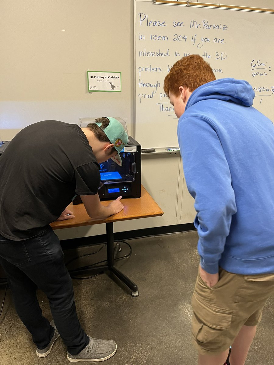 HSHS_AP_Parvaiz's tweet image. Favorite part of my day is watching one student share his knowledge with another. Building and coaching student autonomy is every educator’s goal. Here 3D printer training is taking place. Thank you! @CodeRVA1 #WeAreCodeRVA #3Dprinting