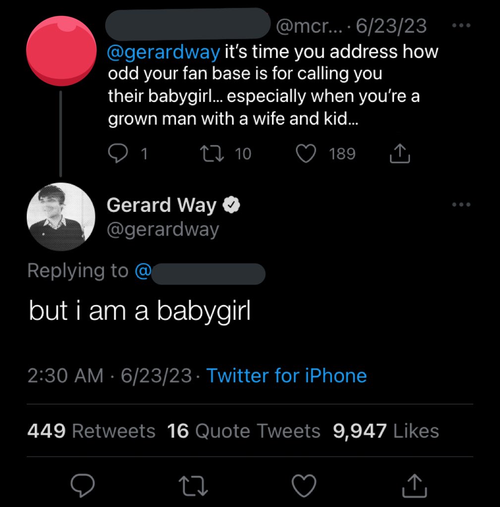 CRYPT ⁎⁺˳✧༚ on X: "had a dream that gerard way was active on twitter again  and one of the interactions went like this https://t.co/6bN74G1qrK" / X