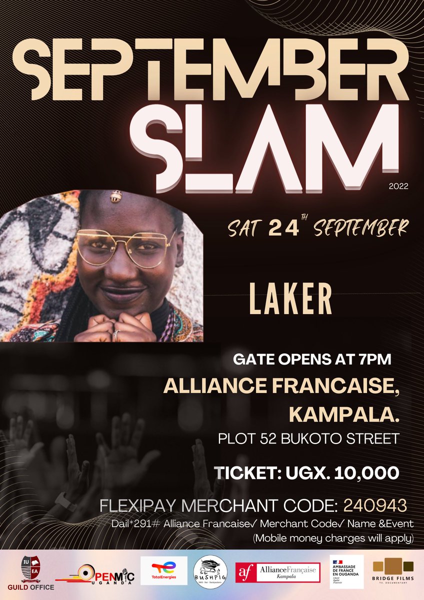 openmicuganda's tweet photo. 🇺🇬 Laker well represents our sister North. She has the Slam DNA, always looking out for a better perspective, and moving ahead. Confirmed; She will be one of the Judges at September Slam 2022.

📢Tell-A-Friend
#UGANDA
#OPENMIC
#SEPTEMBERSLAM2022
#IUEAGUILD
#AFKAMPALA
#BRIDGEFILMS https://t.co/tibswN1si0