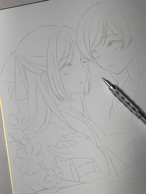 漫画取り扱っていただいてる海外サイトで色紙フェアやっててオーダー入ったので描いてる 