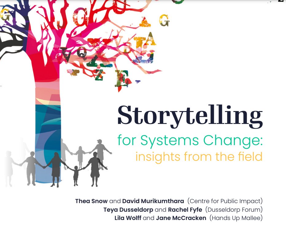 A beautiful free resource on storytelling for systems change. Written for an Australian context but widely relevant. Stories can help us to build empathy, shift mindsets, create connections, see new possibilities, heal, teach &amp; learn: centreforpublicimpact.org/partnering-for… Thanks <a href="/theasnow/">Thea Snow</a>