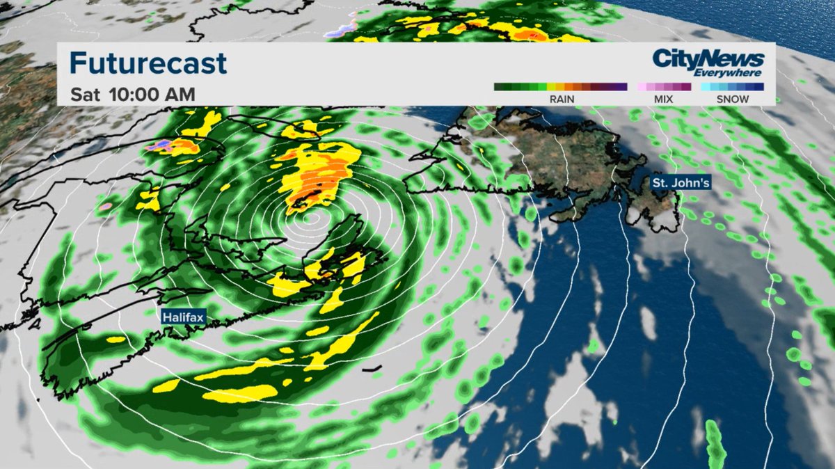 Futurecast is doing its best to depict where #Fiona is going. All times shown here are in Atlantic Time and gives you and idea when the heaviest of the rain will START to ease. 

<a href="/CityNewsHFX/">CityNews Halifax</a> <a href="/CityNewsTO/">CityNews Toronto</a> <a href="/citynews680/">TorontoCityNews</a>