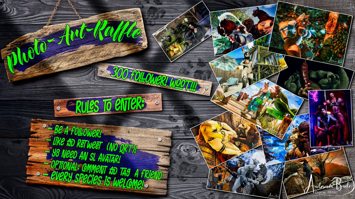 Scratching 300 follower!

        🎉Photo - Art - Raffle!

2 Winners - Price to be chosen! A fully edited Photo or a Designed Refsheet!
No Restrictions due to SL!

Rules
🐴follow
🐴like &amp; retweet (no QRT)
🐴you need an SL Avatar!
🐴Opt. Comment + Tag a Friend

Ends October 23rd!