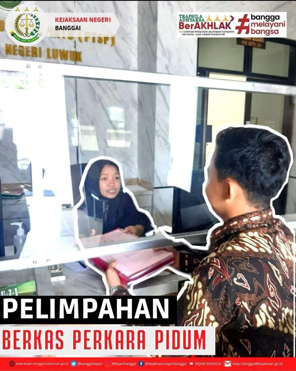 BanggaiKejari's tweet photo. Hari Jumat, 22 September 2022 staf Pidum melimpahkan 4 (empat) berkas perkara dugaan Tindak Pidana Pencurian dan Narkotika ke PN. Luwuk an. tersangka GD, OK, RRT dan MI. Tahapan selanjutnya PU akan menyidangkan Perkara a quo setelah mendapatkan Penetapan Majelis Hakim.
#pidum https://t.co/rwLg13Kxna