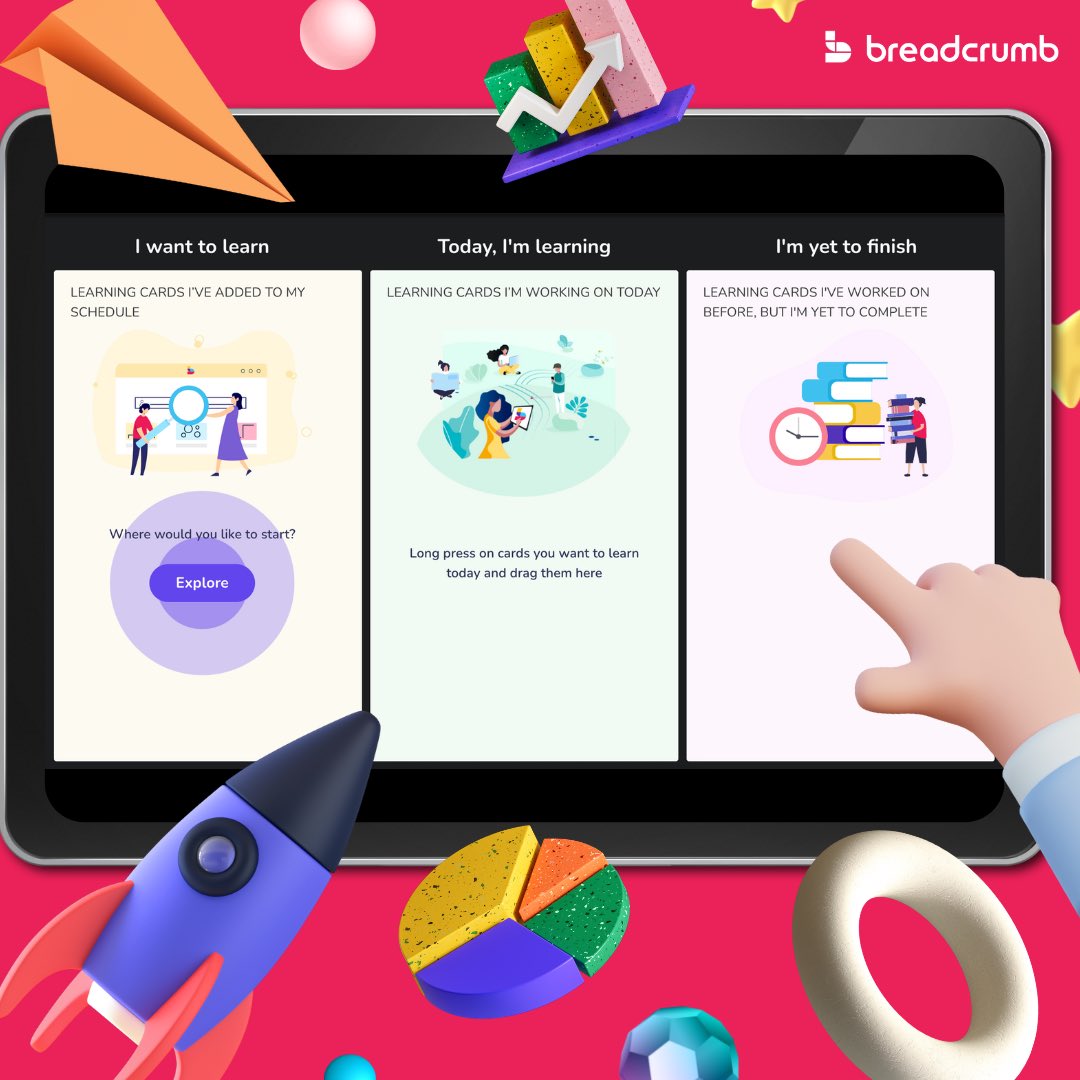 Our Breadcrumb app is designed to make your learning journey easy! To ensure a wholesome user experience, you can prioritise all that you want to learn in the Schedule section of the app.#breadcrumb #learninganddevelopment #GrowthMindset #Download #learning #development