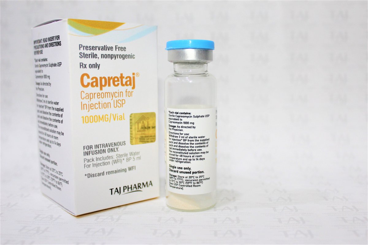 TAJPHARMACEUTI1's tweet photo. #Capreomycin #injection is used together with other medicines to treat tuberculosis (TB) in patients who have received other medicines that did not work well. Capreomycin is an aminoglycoside antibiotic that works by killing bacteria or preventing their growth.
#Capretaj #Generic https://t.co/5mmbpbeQQ8
