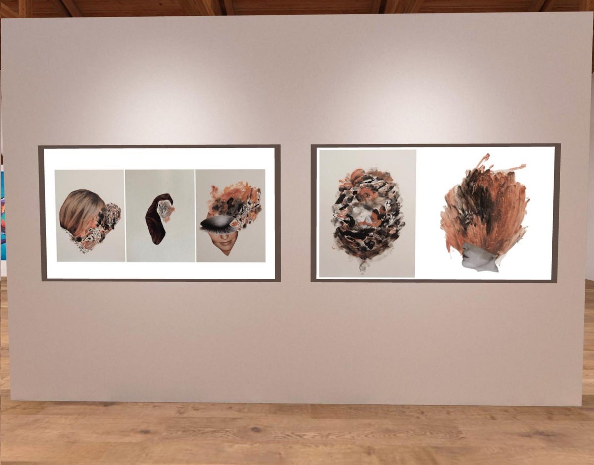 2/12 Weekend Walkthrough: On this panel, we have selected works by Sheila Ledesma. (The collection of 4 pieces can be found on tinyurl.com/gp1of1.) She began her visual arts career with collages (using old makeup and ink), which has informed her crypto artworks. <a href="/foundation/">Foundation 🌐</a>