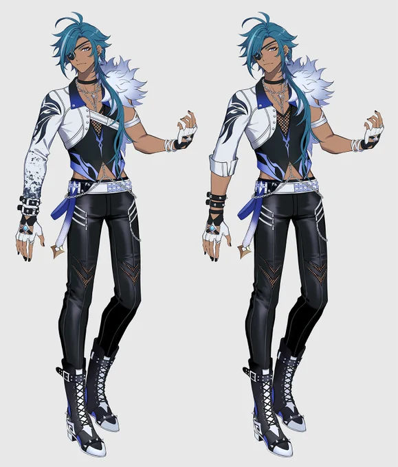 I should've changed Kaeya sideview with the belt across his bust removed. Kaeya's initial approved design was with long sleeve, but in the end I was asked to make a variation on his sleeve and without the belt, I'm like they use the current one! I just realised the belt not used! 
