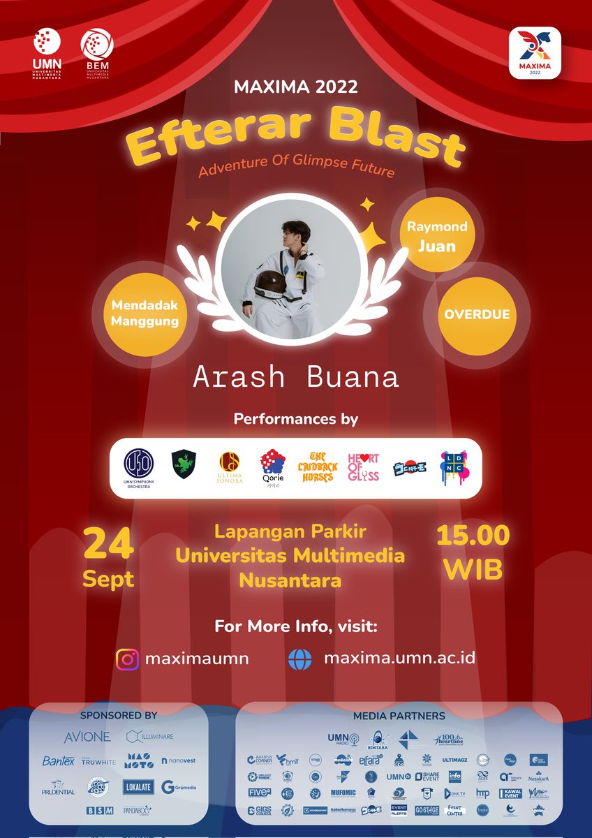 🔥[ARASH BUANA IS IN THE HOUSE!!]🔥  

Arash akan membawakan "Logic Mess" secara eksklusif di Malam Puncak MAXIMA 2022 loh! Cek Instagram @maximaumn untuk informasi selengkapnya. Jangan sampai kelewatan ya, Maximers!🧚

#MAXIMA2022
#AdventureOfGlimpseFuture